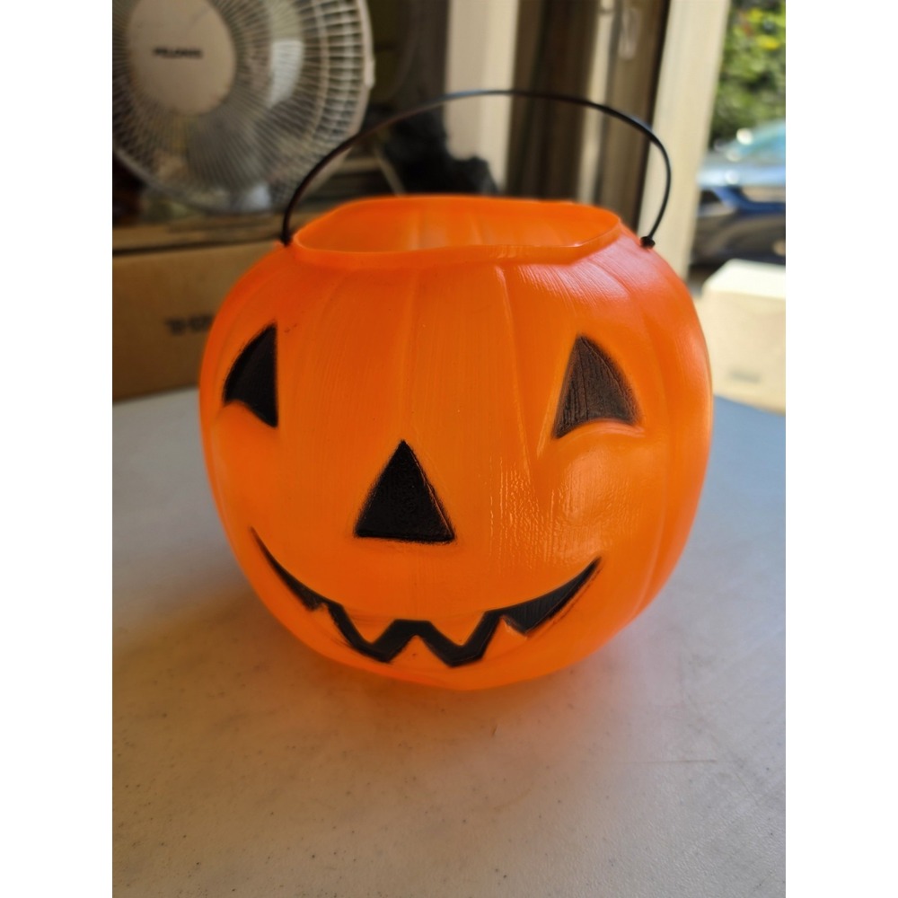 Vintage 6" Empire Halloween Pumpkin Blow Mold Trick or Treat Bucket Pail